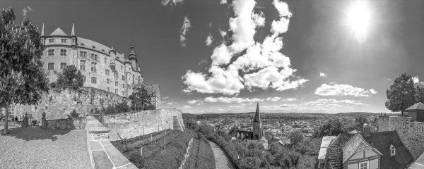 Landgrafenschloss Marburg sw, Keilrahmen 50x125 cm